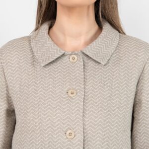 Beige linen jacket, classic collar, button down