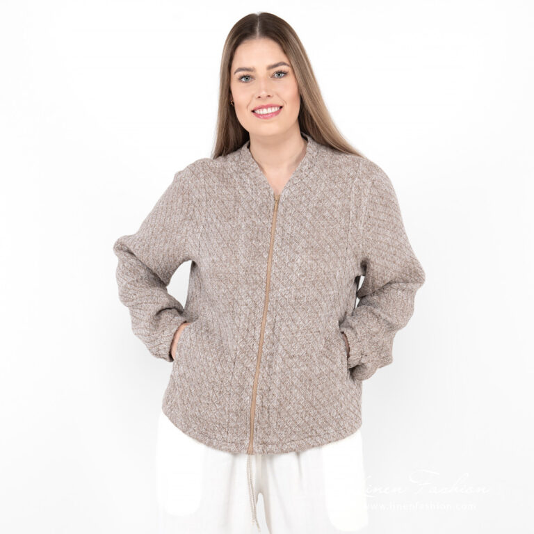 brown bomber jacket.