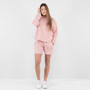 linen cotton hoodie pink