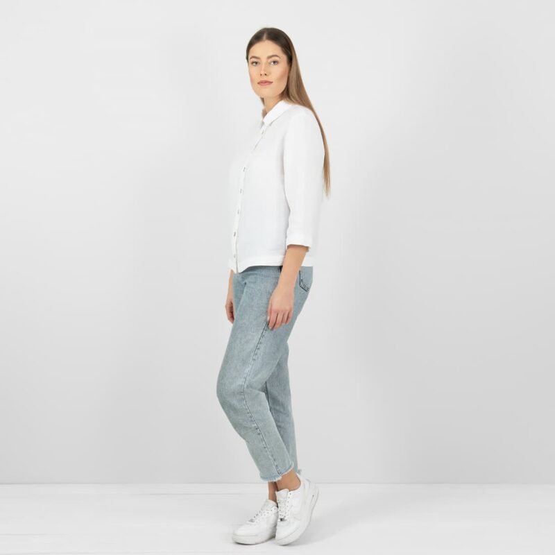 white linen shirt style blouse