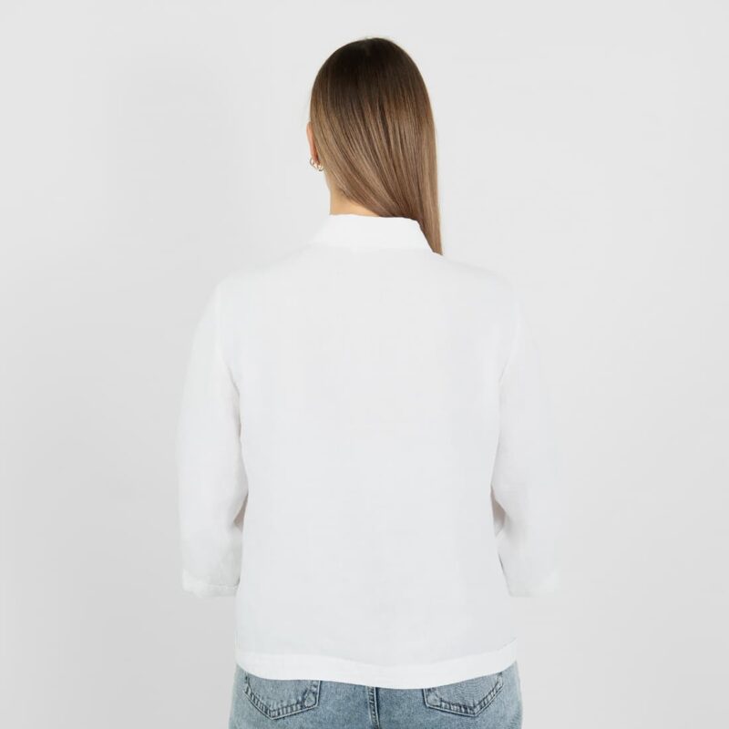 white linen shirt style blouse from backside