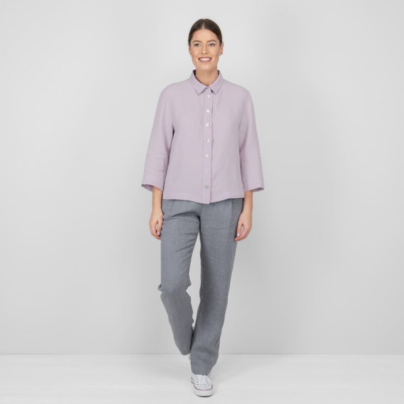 lilac linen blouse