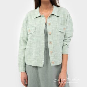 Linen-cotton jacket in light green colour.