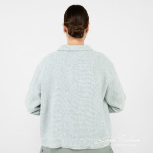 Linen cotton green jacket from backside.