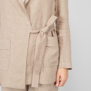 sand linen jacket with pockets