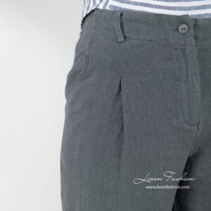 Grey dyed linen pants.