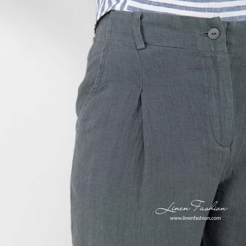 Grey dyed linen pants.