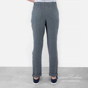 Grey pants of 100% linen fabric.