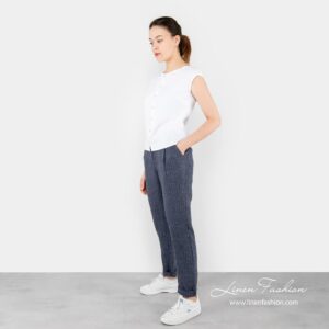 Blue 100% linen pants.