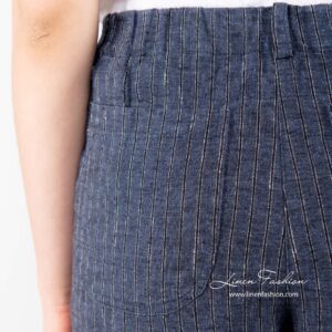 Striped 100% linen blue pants.