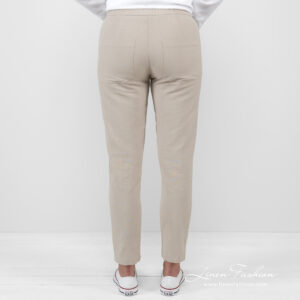 linen cotton beige pants jeans from backside.