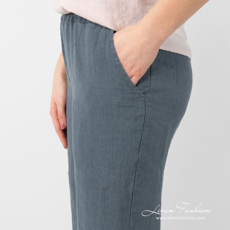 VERONA bluish grey linen pants with pockets
