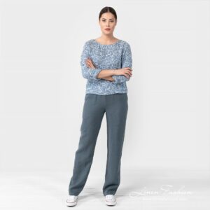 VERONA bluish grey linen pants with matching blouse