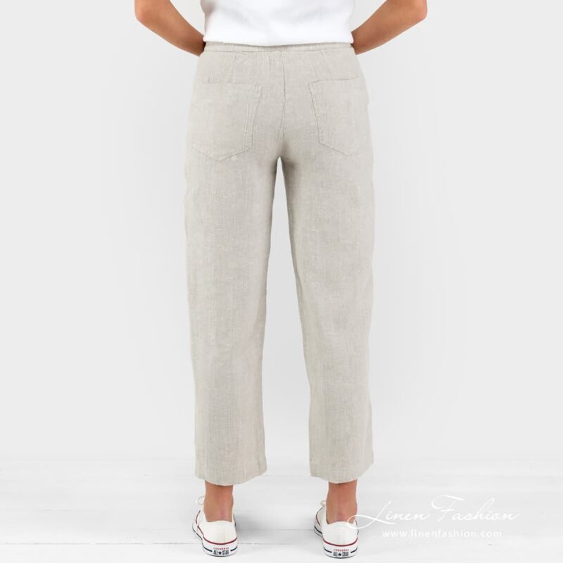 Light grey dyed linen pants.