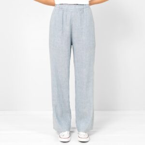Light greyish-blue Linen Pants, loose straight fit