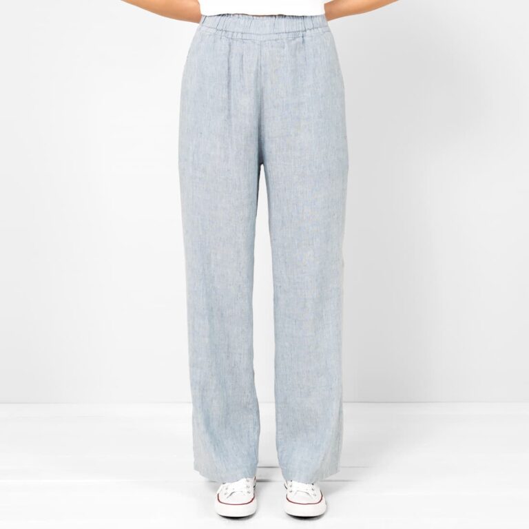 Light greyish-blue Linen Pants, loose straight fit