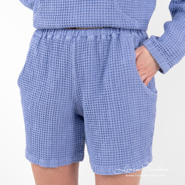 linen cotton shorts violet blue.