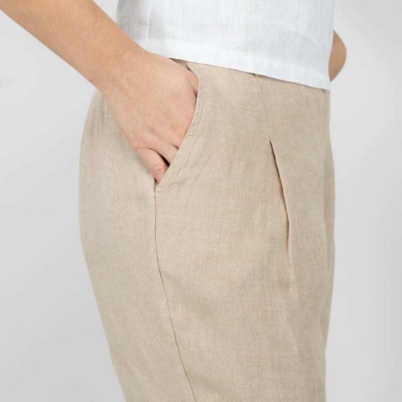 sand linen pants with pockets