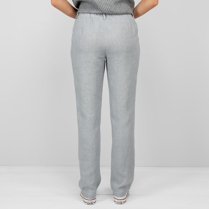 light grey linen pants from backside