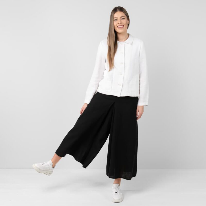 Black linen culottes