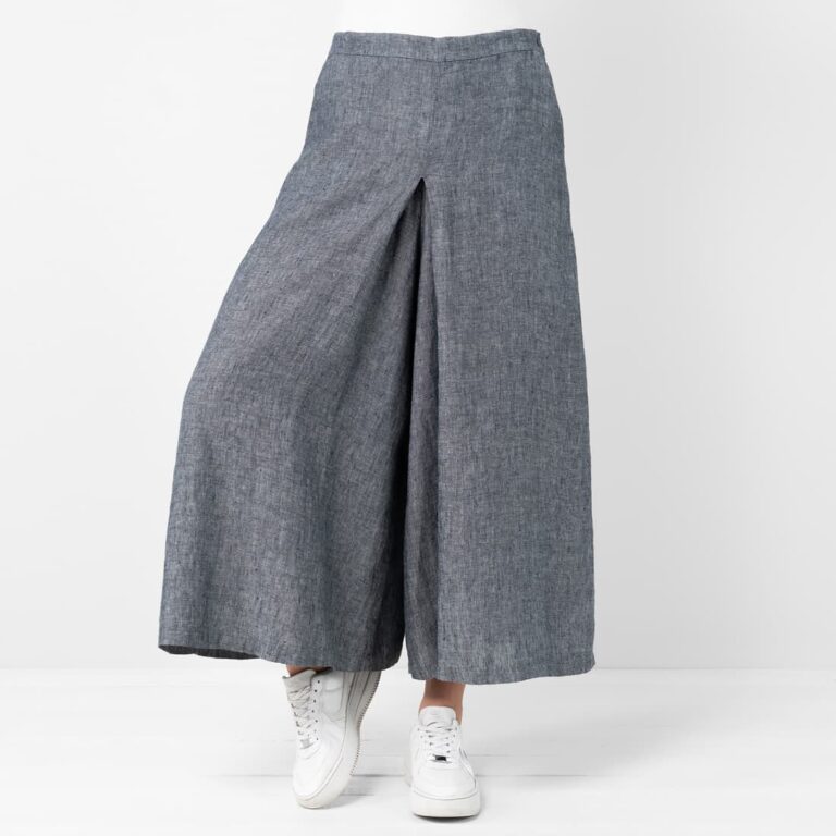 Dark blue linen culottes