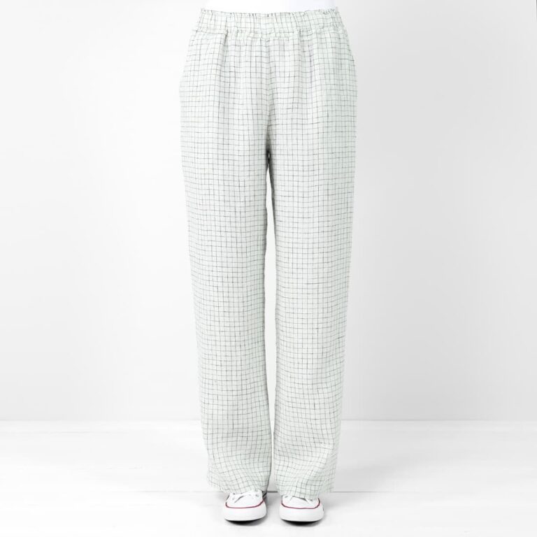 Checked linen greenish pants