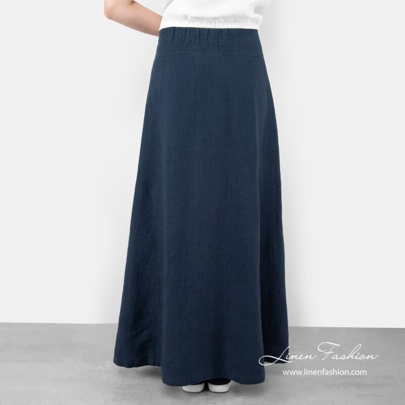 100% linen navy skirt.