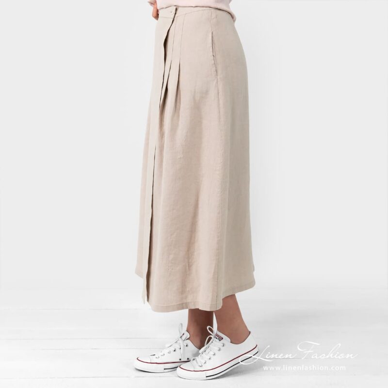 LUNGO warp type light grey skirt with pleats