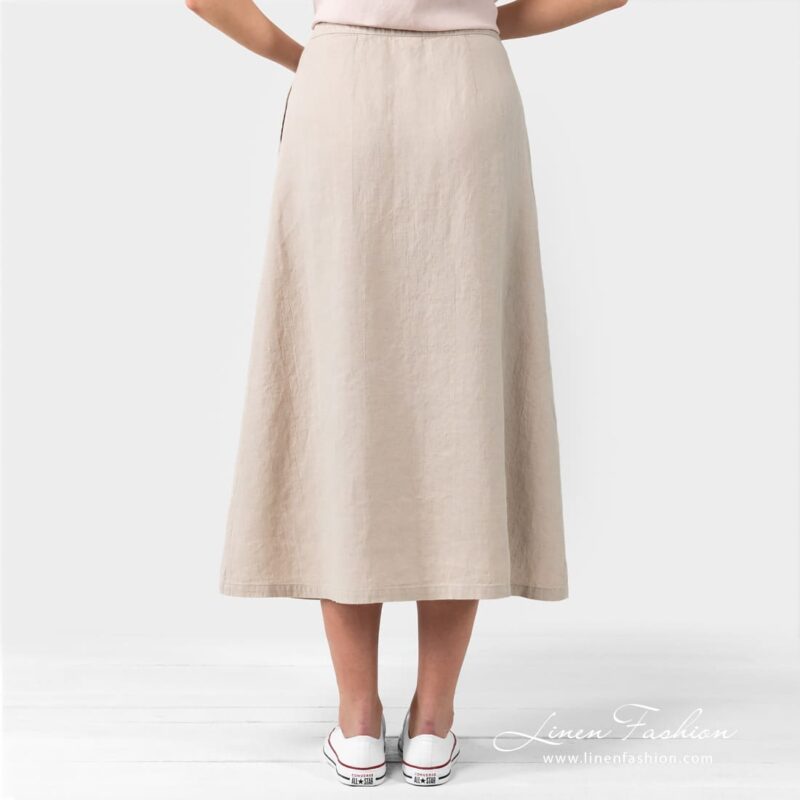 LUNGO warp type light grey skirt from back side
