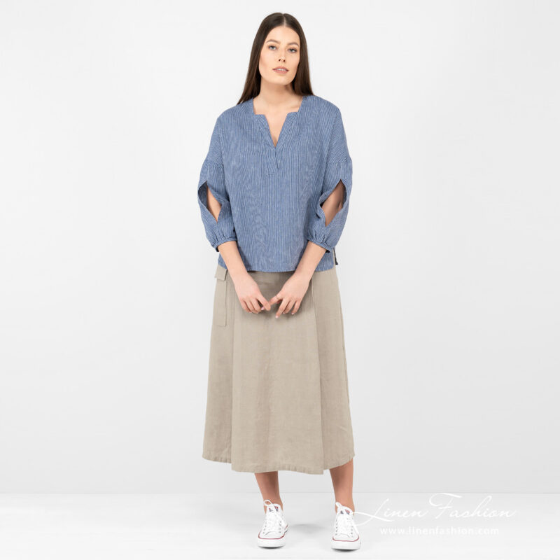 long beige skirt linen full view.