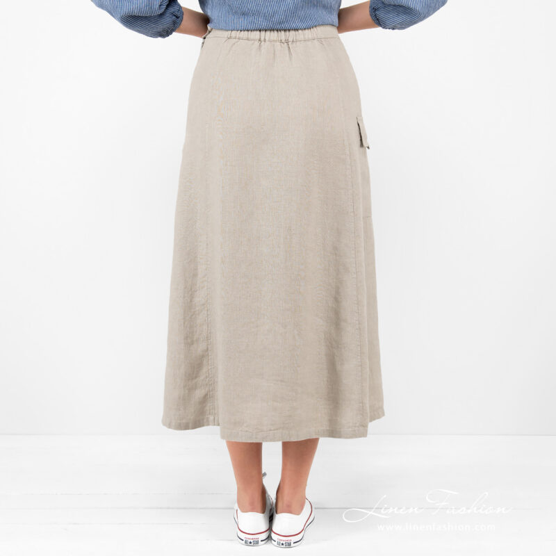 long beige skirt linen from backside.