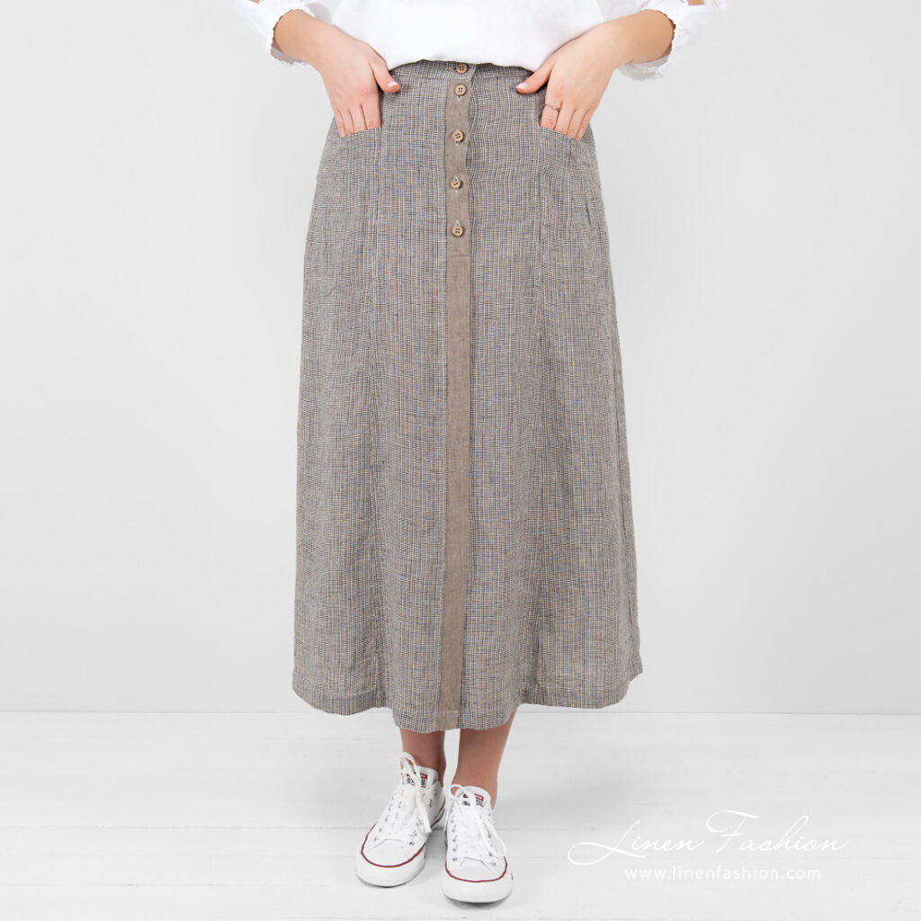 linen long checked shirt.