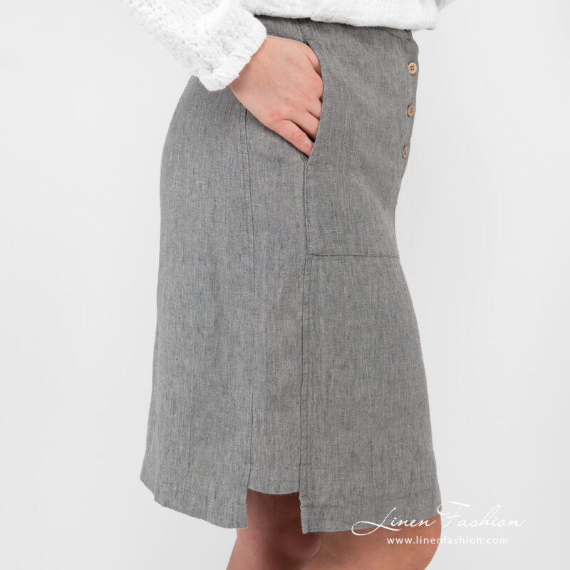 linen short skirt with pockets on sides.