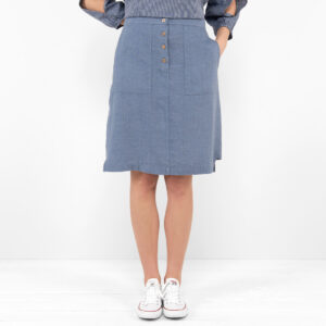 blue linen skirt