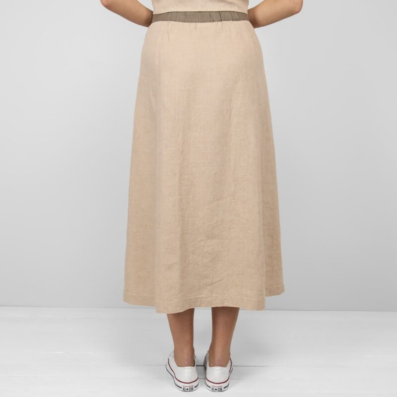 sand linen skirt from backside