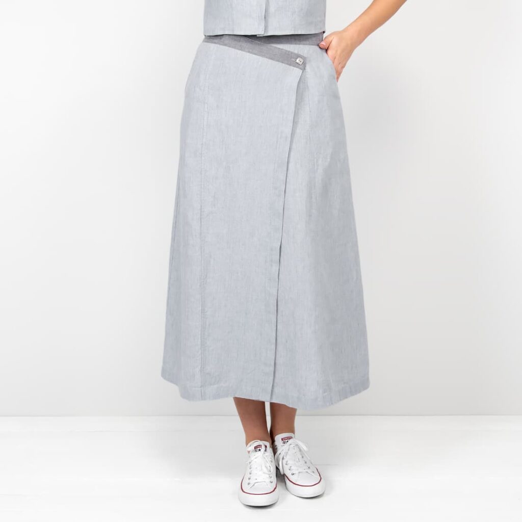 grey linen skirt wrap type