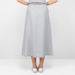 grey linen skirt with different color waist