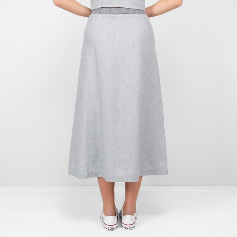 grey linen skirt with different color waist