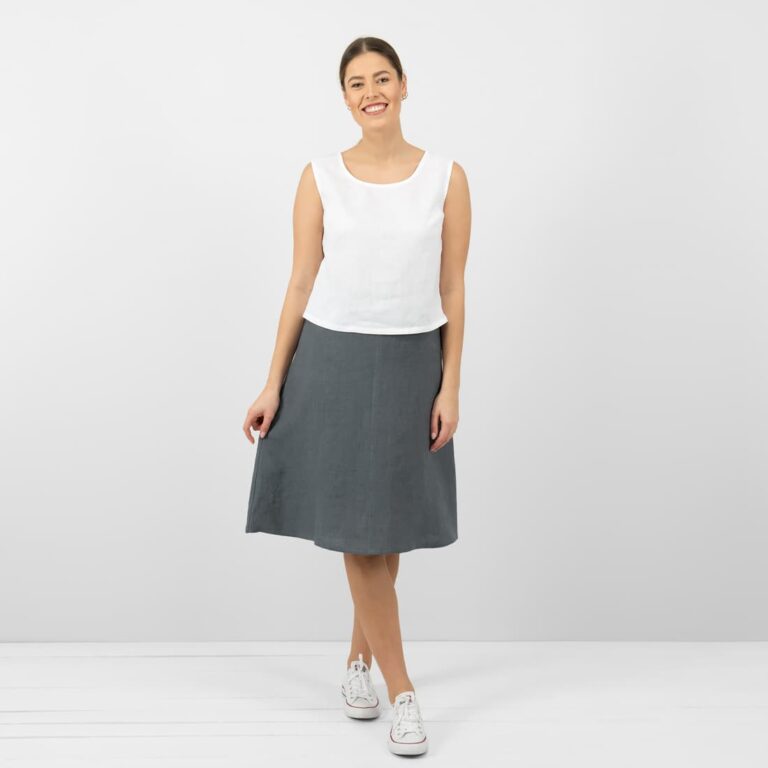 grey linen skirt Davro