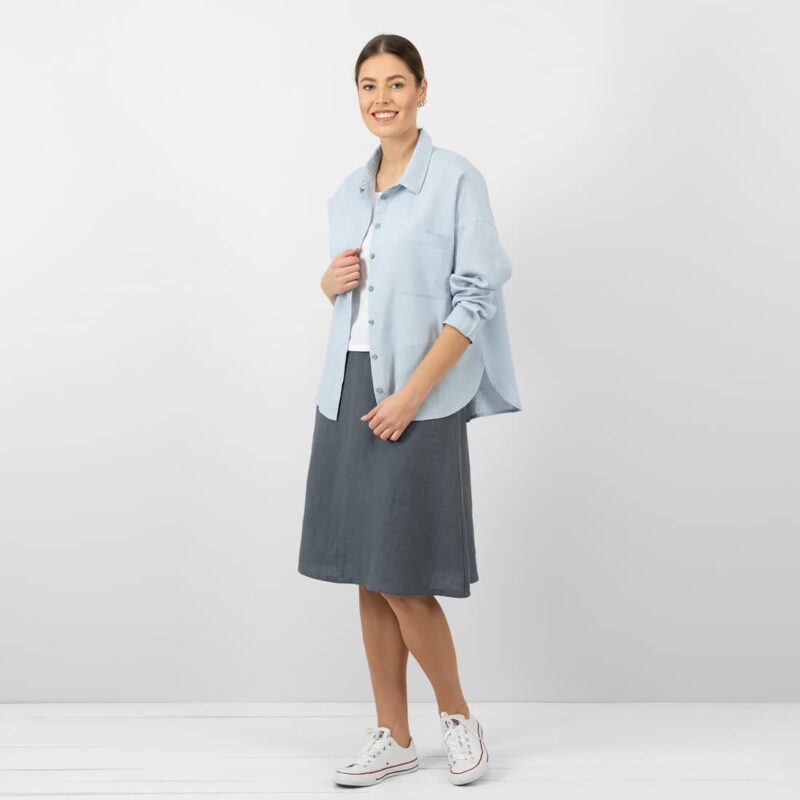 grey linen skirt knee lenght