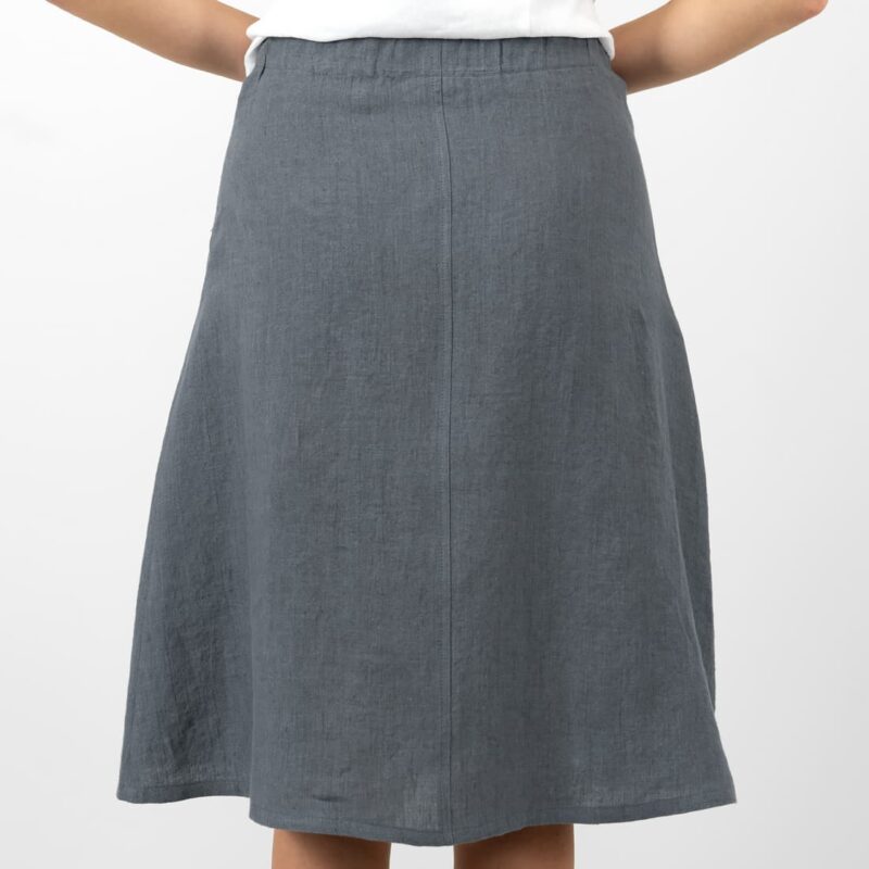 grey linen skirt from backside