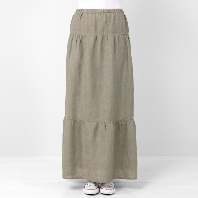 Linen grey-green skirt