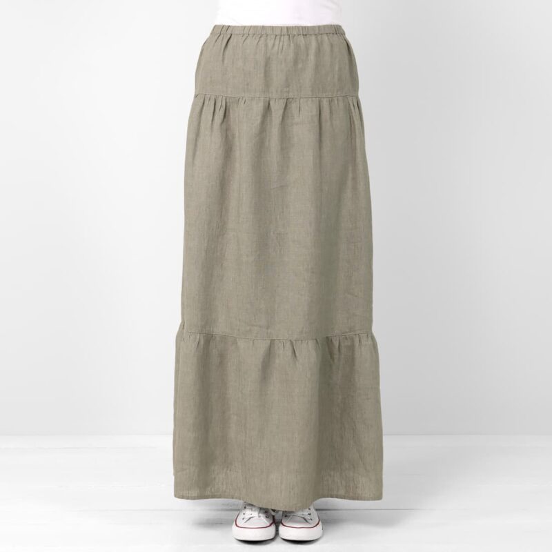 Linen grey-green skirt