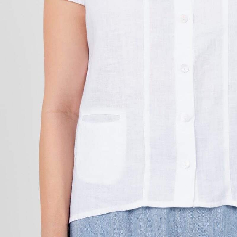 Linen shirt, optical white, small pocket