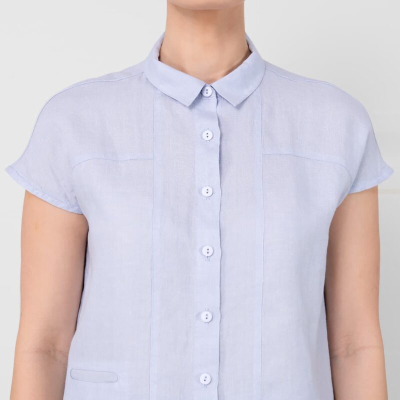 Linen bluish-grey shirt, classic collar