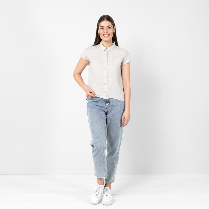 Beige linen shirt, 100% linen