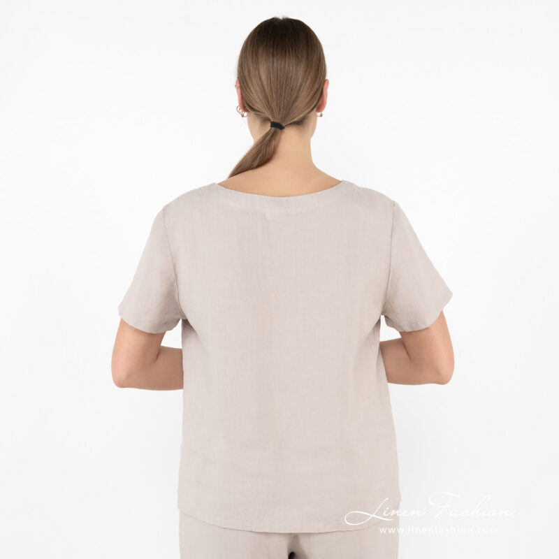 linen beige blouse home wear from backside.