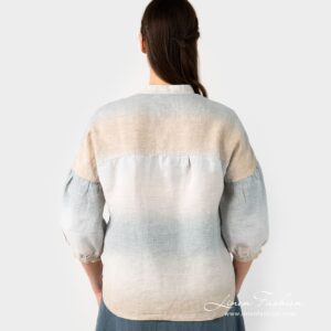 PALMA multicolored striped linen blouse from back side