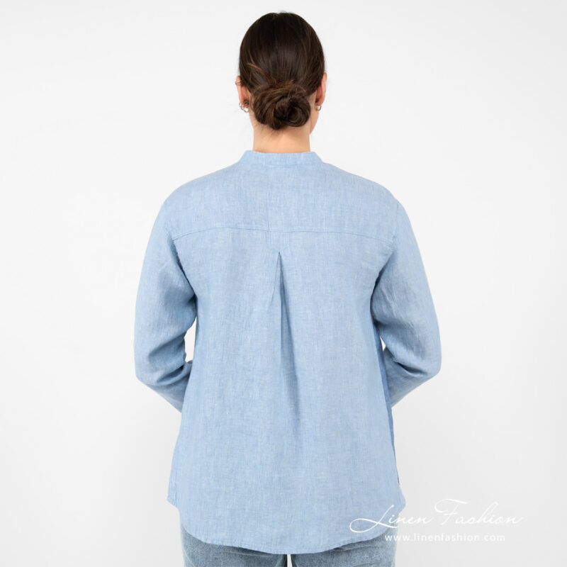 linen blue blouse from backside.
