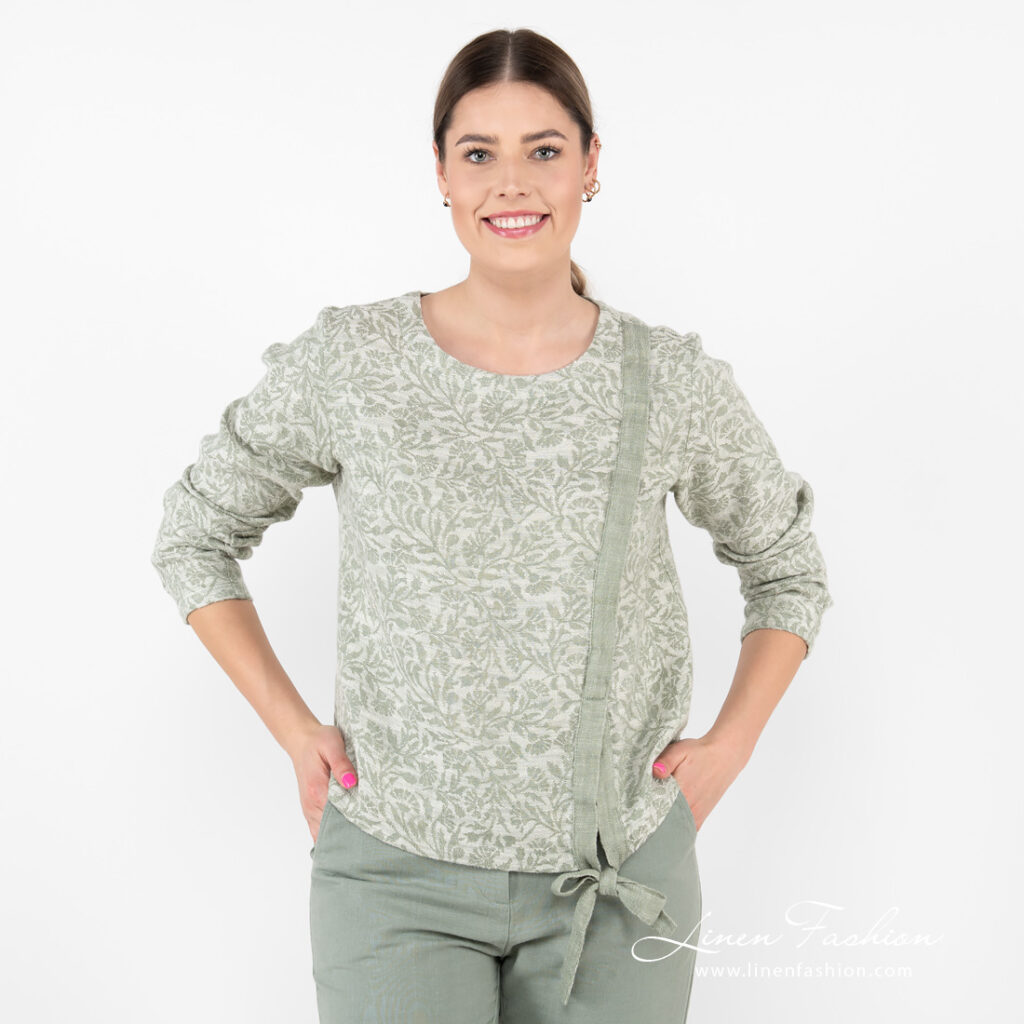 green flower blouse jacquard fabric.